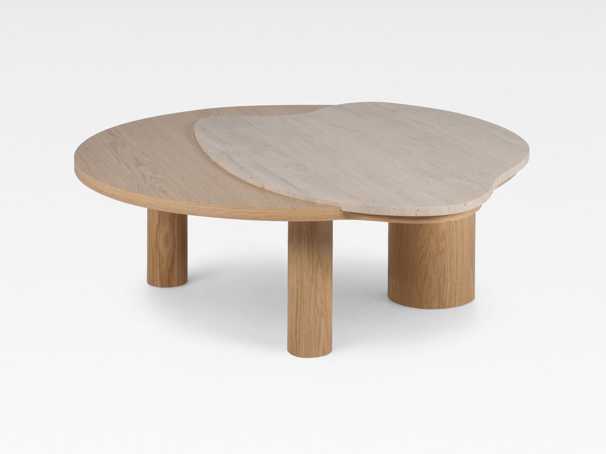Журнальный столик из травертина и дуба Greenapple Bordeira ARCH-00100779