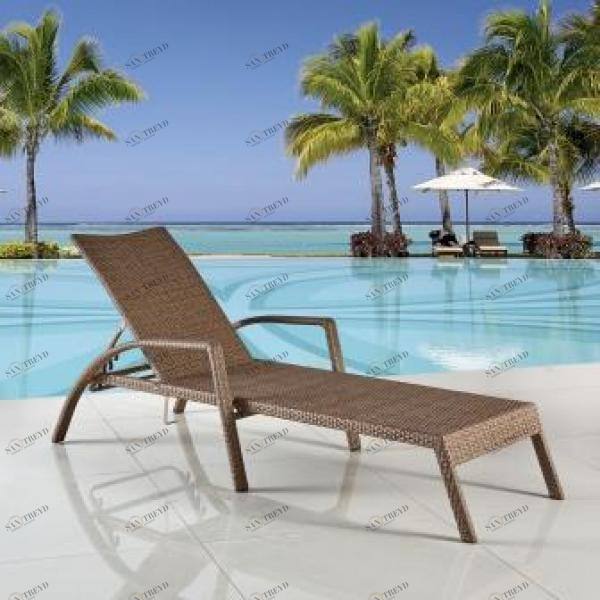 Шезлонг-лежак из искусственного ротанга Light Brown AFINA  130452 Бежевый;коричневый 