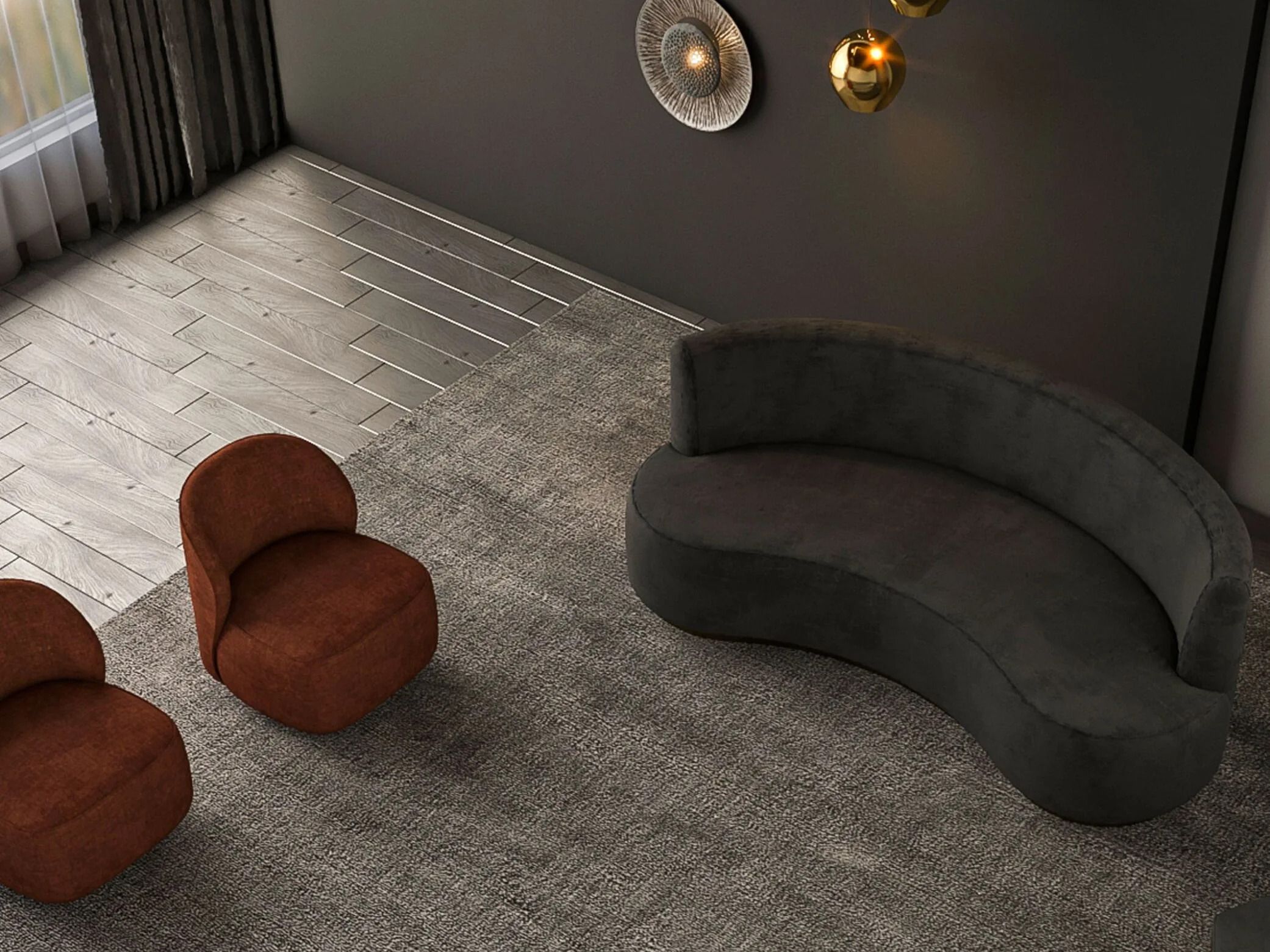 3-местный изогнутый тканевый диван CASA +39 ENCORE Italia ARCH-00133485 - Вид №4