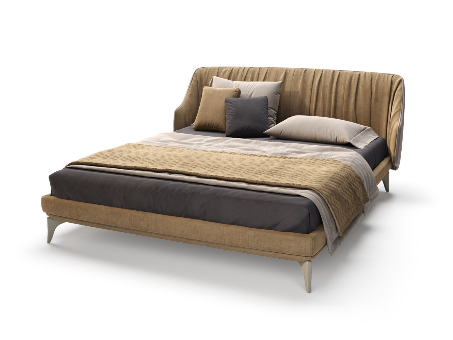 Деревянная двуспальная кровать с мягким изголовьем PRADDY Natur ARCH-00006919 - Вид №2