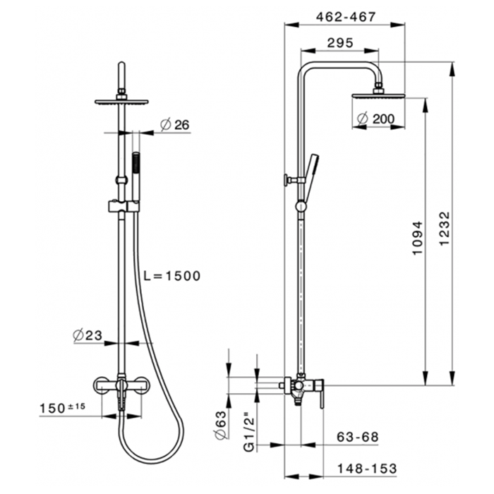 TT00422021 Душевая система Huber Tratto Santreyd - Вид №1