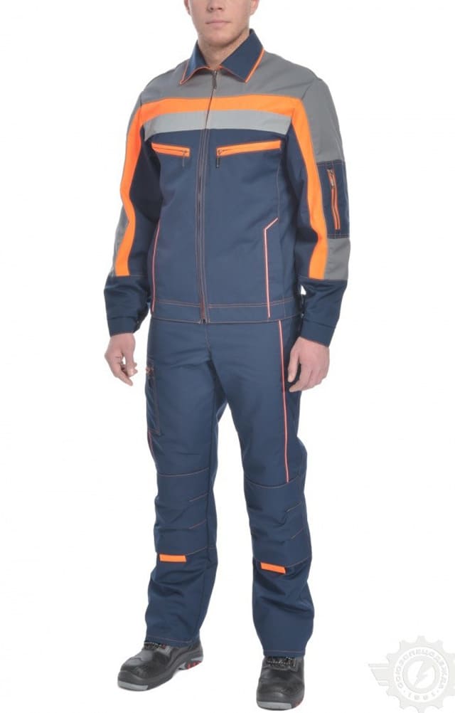 69081 Костюм "Импульс" темно-синий-серый-оранжевый с СВП  Летняя спецодежда  размер 60-62/170-176  - Вид №3