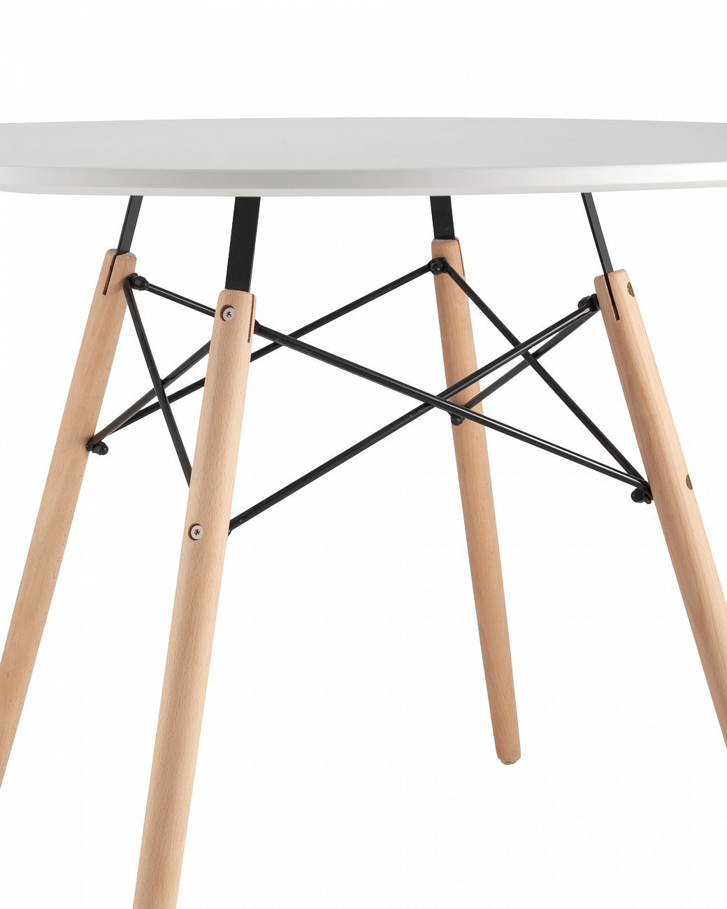 Обеденный стол круглый белый 100 см с деревянными ножками Eames DSW EAMES EAMES DSW 00-3881919 Белый  - Вид №3