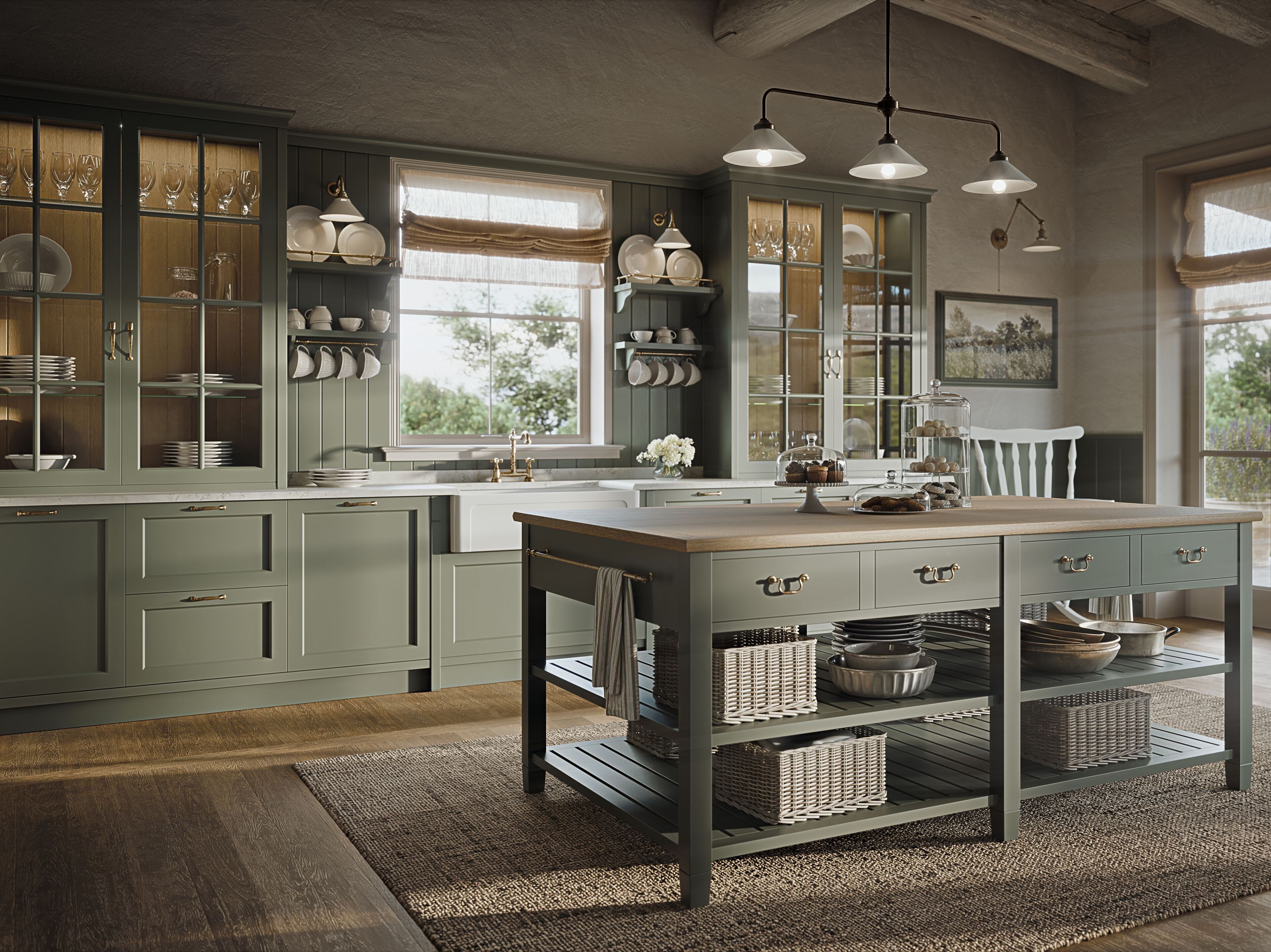 Лакированная деревянная кухня с ручками Marchi Cucine коттедж ARCH-00066962