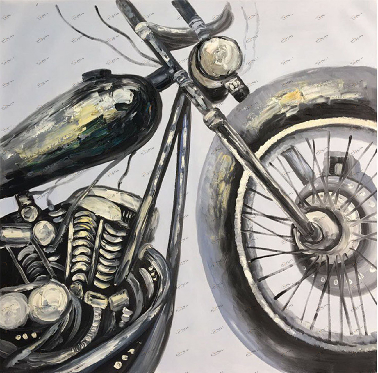 Картина на холсте 100х100 см "Мотоцикл - 2" EVENHOME КАРТИНЫ МАСЛОМ 130098 Белый;серый;черный;разноцветный 