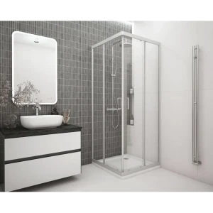 Душевая ширма Метакам Apart квадратная 90x90x185см цвет профиля хром раздвижная стекло 4мм прозрачное