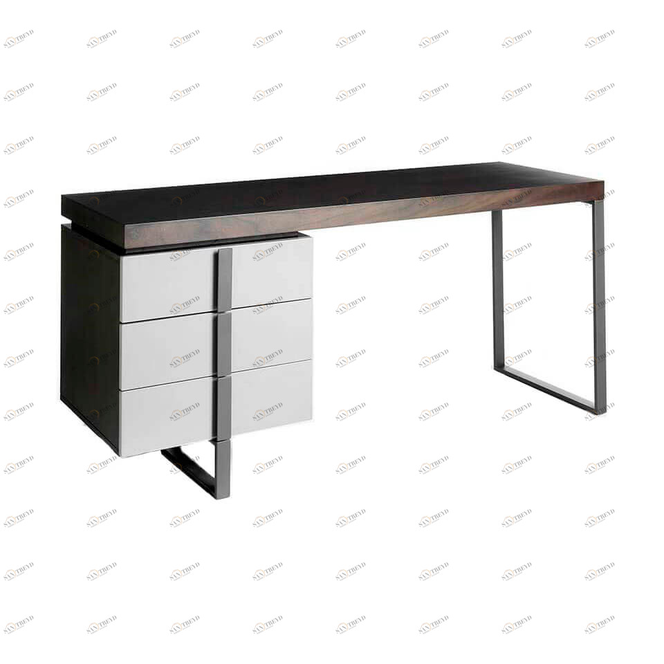 Стол рабочий письменный с тремя ящиками на металлических ножках коричневый от Angel Cerda ANGEL CERDA CP1706 00-3865557 Коричневый;серый 