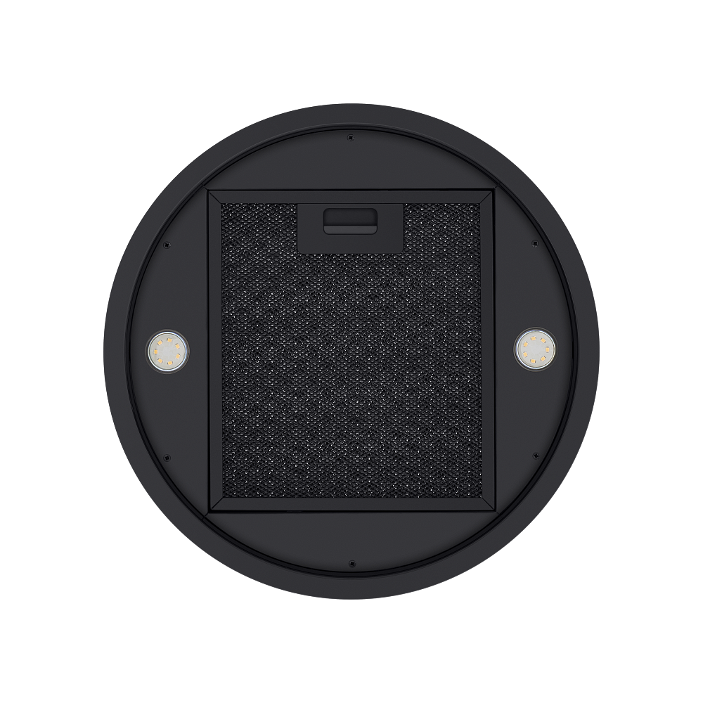 LEE ISLA 39 BLACK Вытяжка / островная вытяжка с потолочным креплением, 1050 м3, кухни до 40м2, 52дб, led, электронное управление, в опции угольный фильтр cf172c, черный цвет Maunfeld Santreyd  - Вид №3