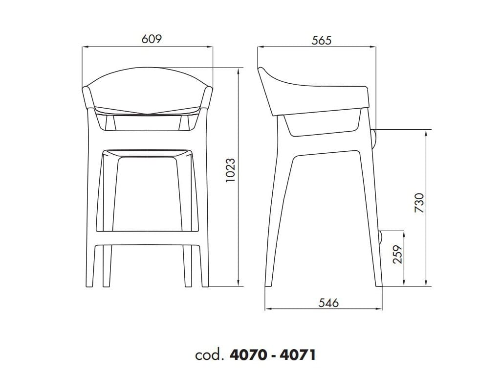 Табурет из полиэтилена с подлокотниками ALMA DESIGN ARCH-00078728 - Вид №3