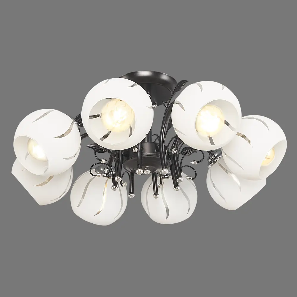 Люстра потолочная «Меренга» КС30064/8С, 8 ламп, 24 м², цвет чёрный/хром КЛЮЧНИК STLM-2086688 - Вид №3