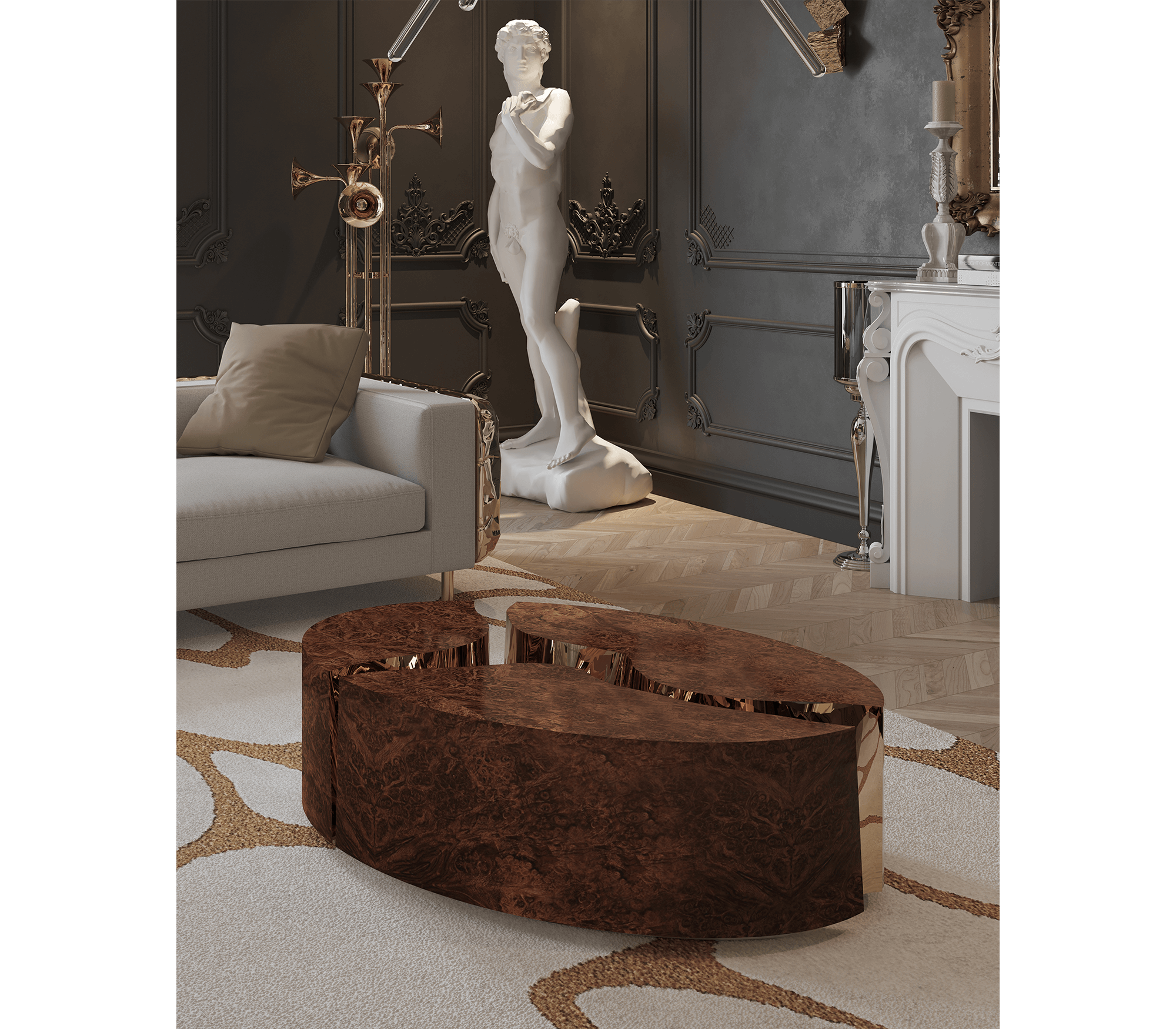 0-114 Овальный центральный стол Lapiaz из орехового дерева Boca Do Lobo  - Вид №5