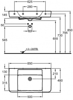 122188000 Подвесная раковина настенная прямоугольная Keramag  - Вид №1