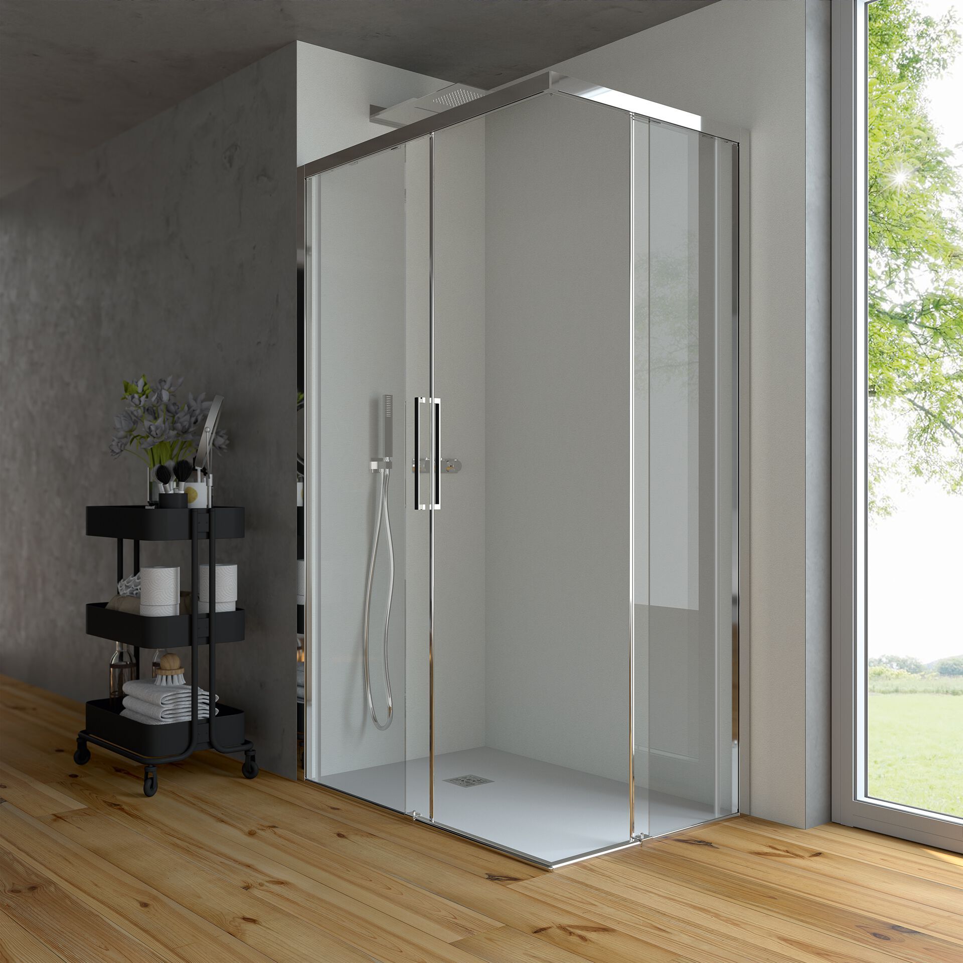 Алюминиевая и стеклянная угловая душевая кабина с раздвижной дверью CSA Box Doccia LIA ARCH-00062962 - Вид №2