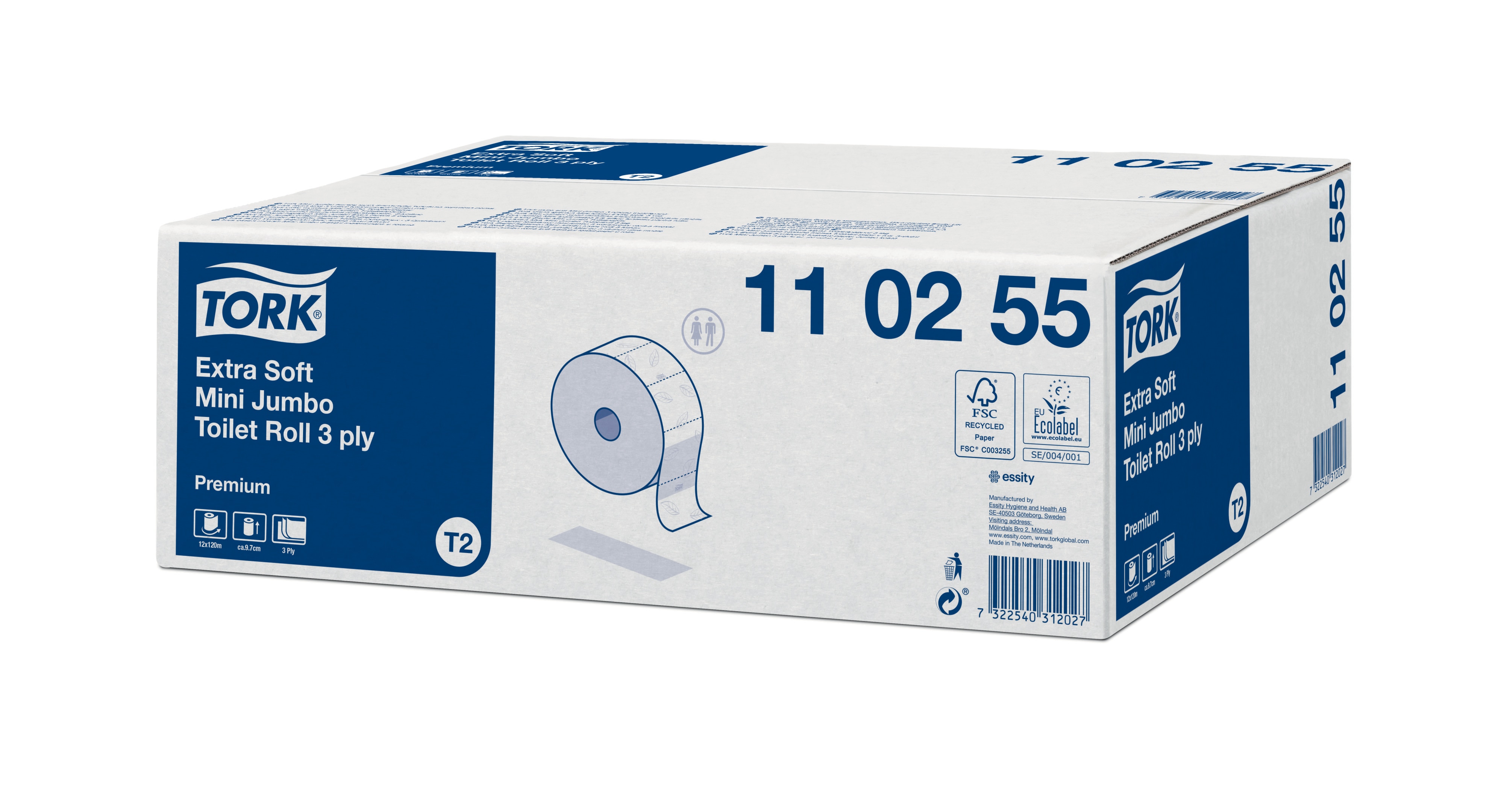 11025538 Туалетная бумага премиум-класса Mini Jumbo Extra Soft, 3 слоя Tork  - Вид №2