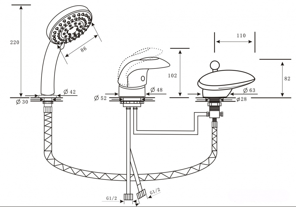 Каскадный смеситель ALPEN Niagara бронза AS1004B - Вид №1