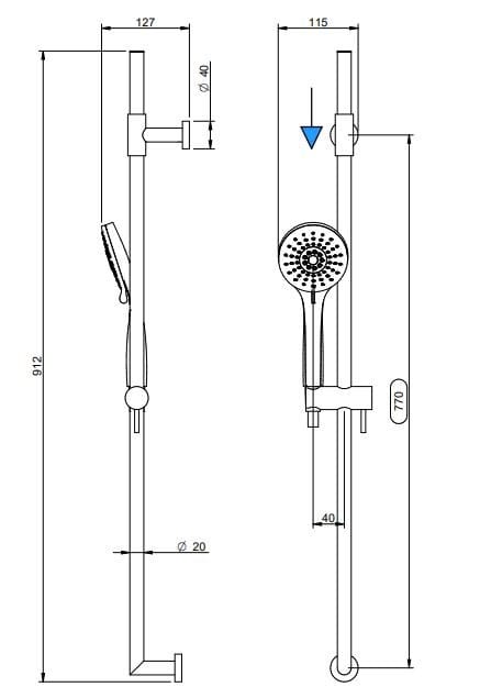 Набор для душа с одной ручкой из латуни с ручным душем Rubinetterie Treemme Hask ARCH-00064983 - Вид №2