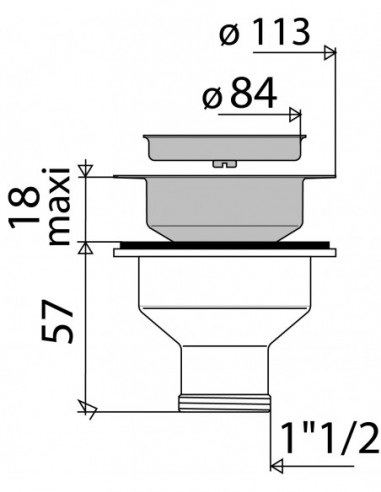435600 000 00  Слив для раковины с корзиной, Д. 90 мм, Д. чаши 113 мм, зажим 0/18 мм, нержавеющая сталь Valentin Сталь  - Вид №2