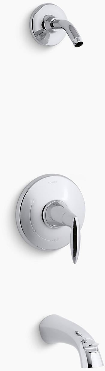 KOHLER Клапан для ванны и душа Alteo Rite-Temp с рычажной ручкой и изливом, без насадки для душа K-TLS45104-4-CP 