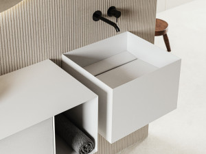 Металлическая прямоугольная подвесная раковина