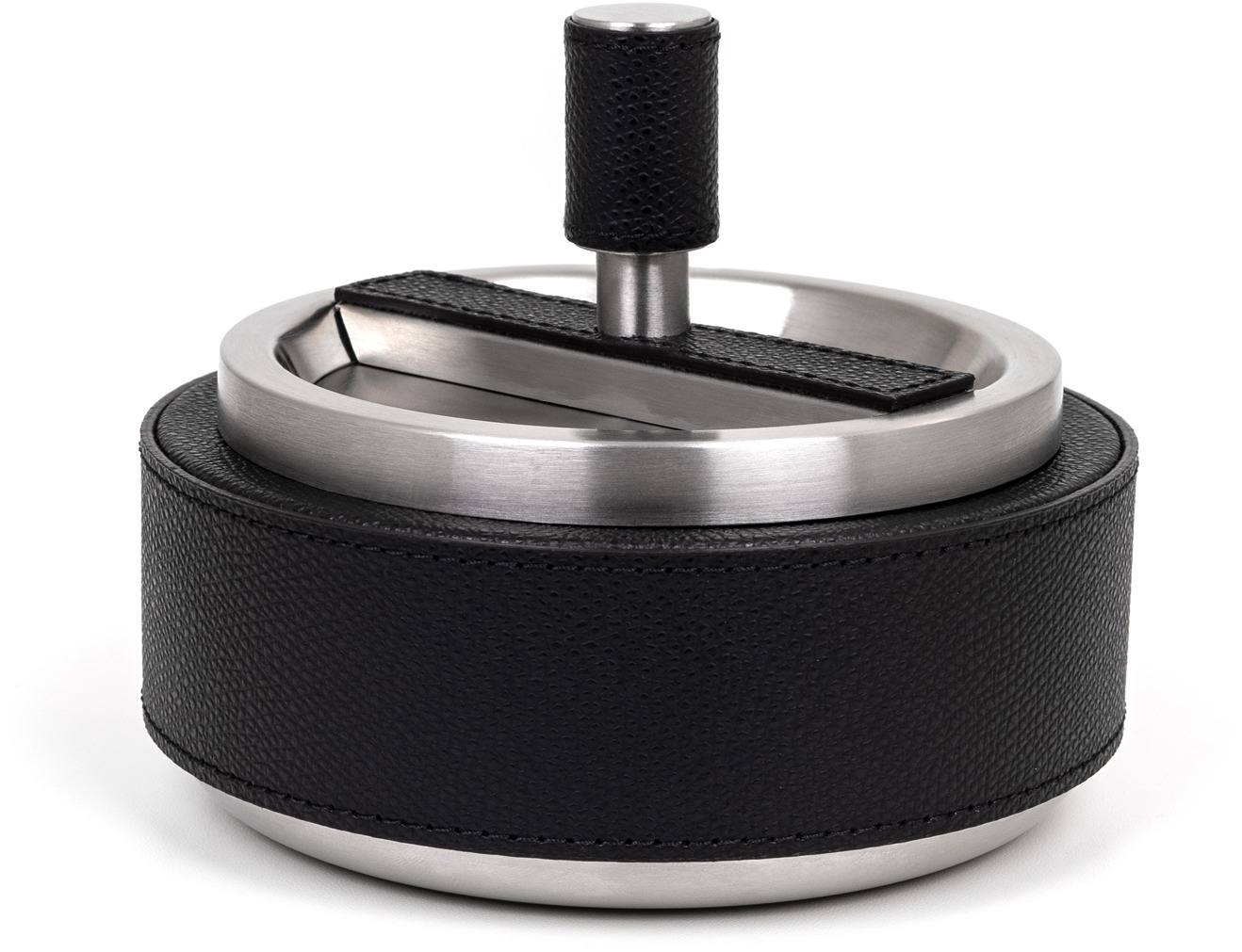 Пепельница Giro - Ø 13,5XH11,5 см / плетеная кожа_ЧЕРНЫЙ