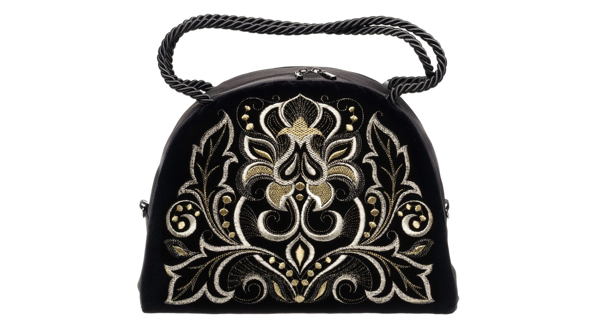 10660424 Торжокские золотошвеи Сумка "Виктория" бархат + креп (атлас) Разм. 23*30*9 Мод. 576 Бархат  - Вид №1