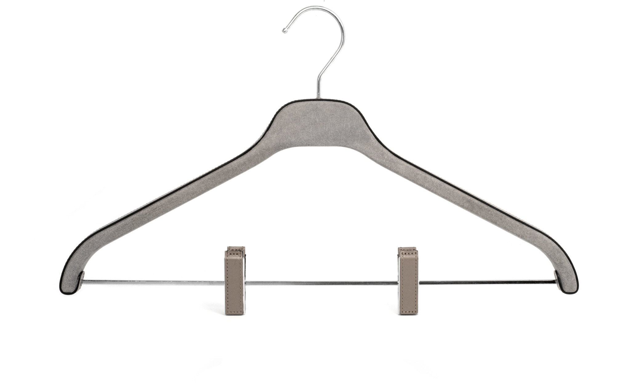 Вешалка для брюк с зажимами - 43X2,5 см / гладкая кожа_кремовая