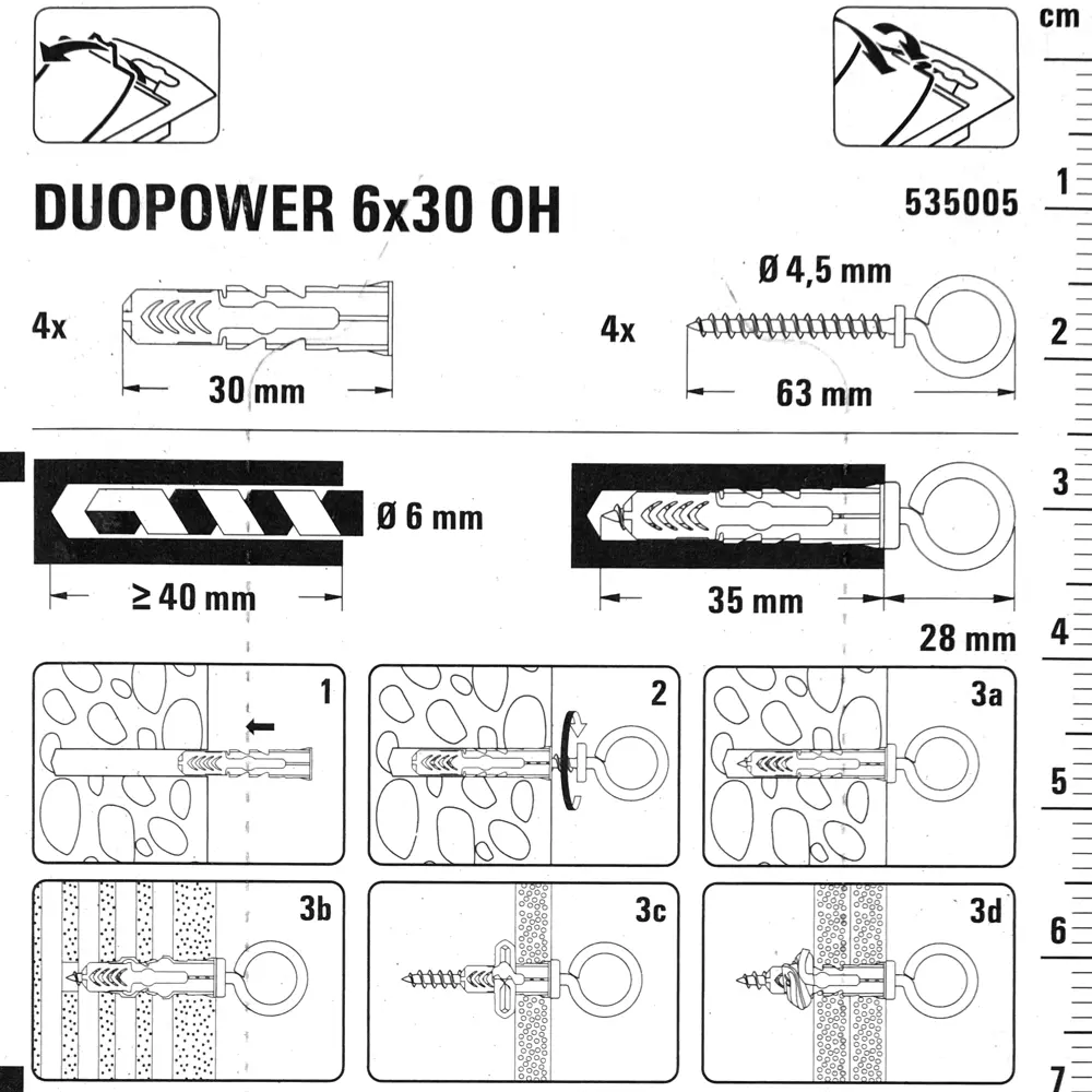 Дюбель для всех типов стен Duopower 6x30 мм крюк-кольцо цвет серый/красный 4 шт. 81872006 STLM-2127380 FISCHER  - Вид №3