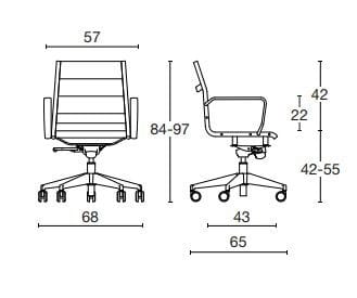 Кожаный офисный стул с подлокотниками с 5 спицами Diemme Окленд ARCH-00153332 - Вид №4