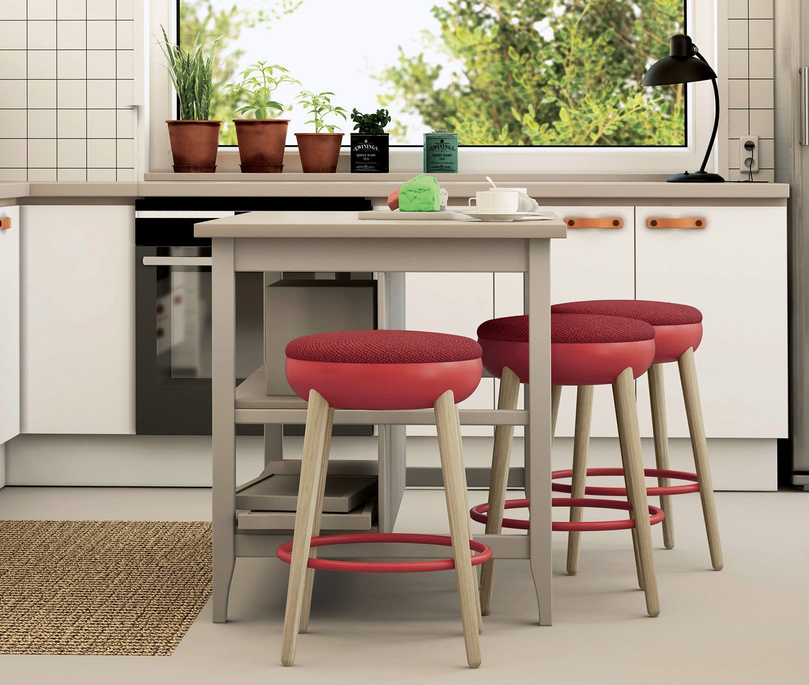 Высокий стул из дерева и ткани с подставкой для ног JOB’S Pokè ARCH-00046848 - Вид №3