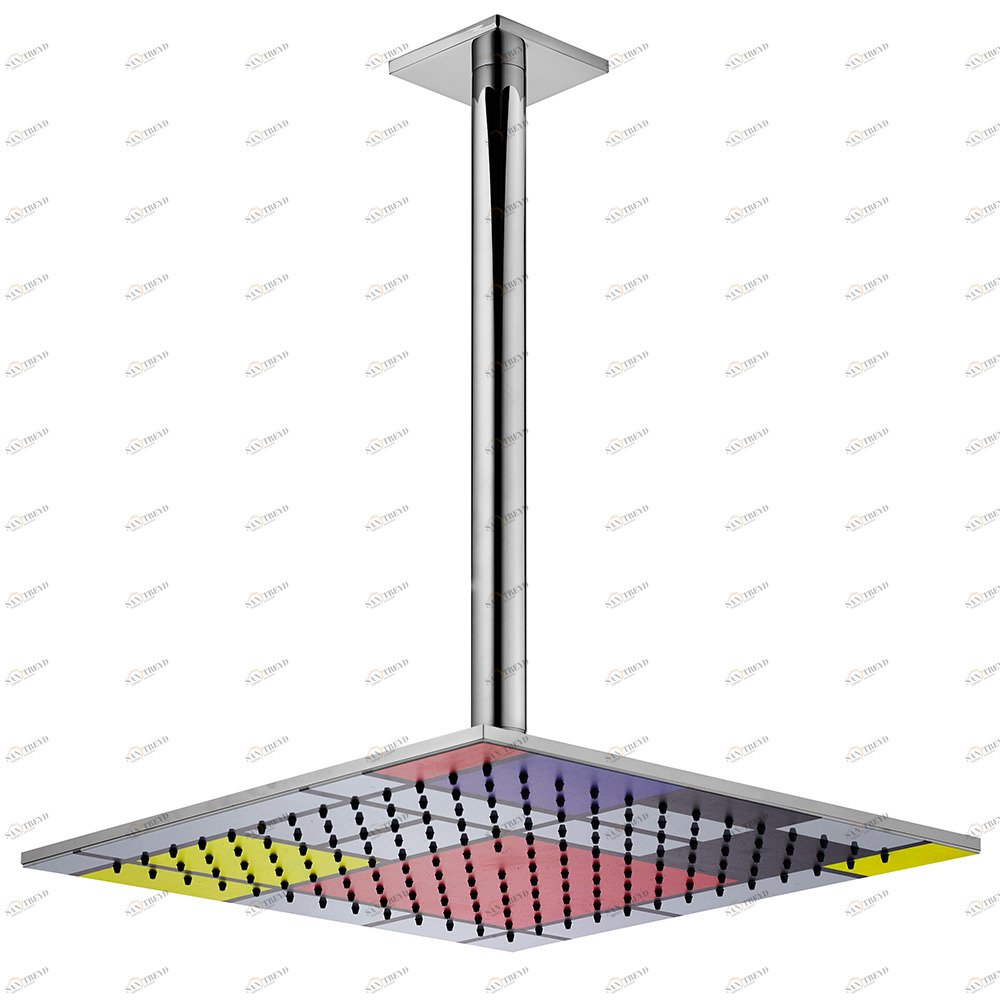 Graffio Квадратная лейка душа 300 × 300 мм с круглым потолочным кронштейном 300 мм, квадратная розетка. MR853 
