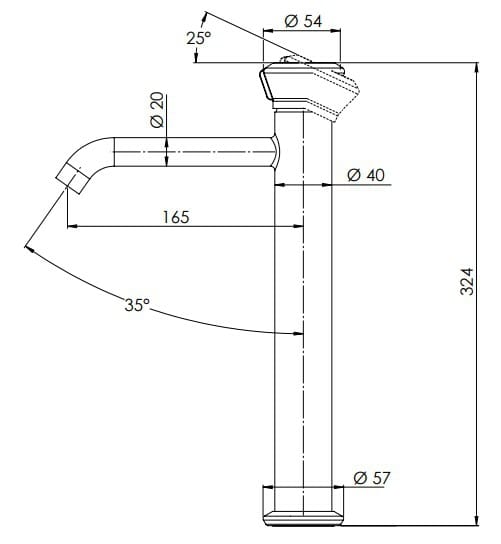 Однорычажный высокий смеситель для раковины без слива Remer Rubinetterie Element ARCH-00080219 - Вид №2