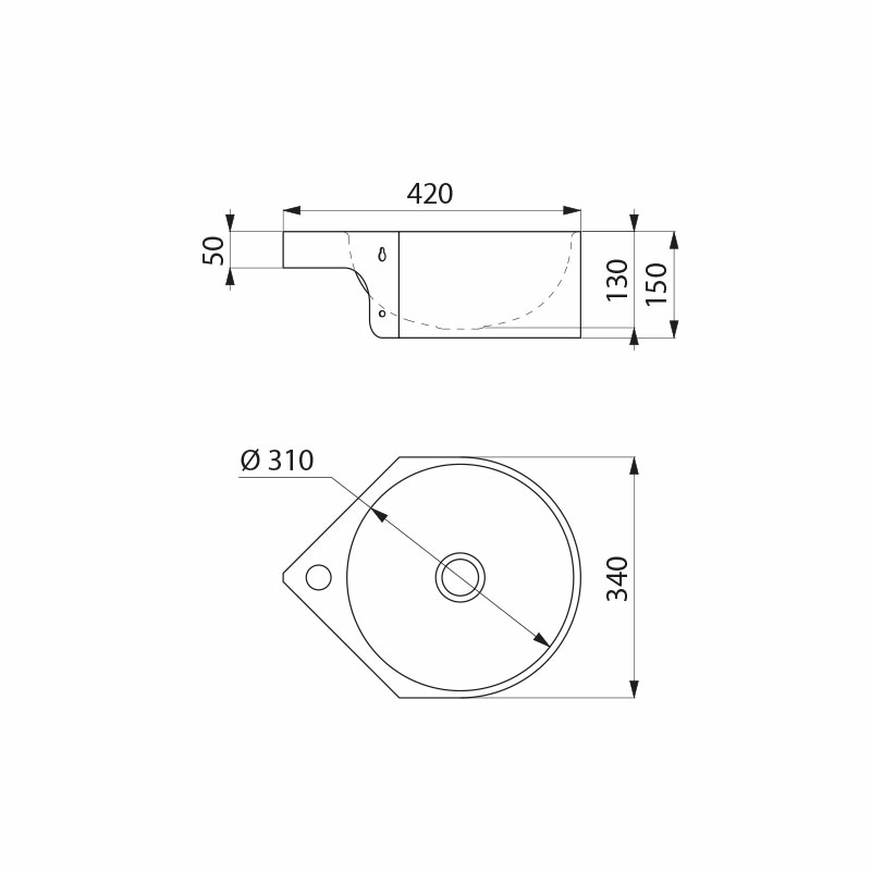 121550 Умывальник настенный угловой MINIMAL DELABIE  - Вид №1