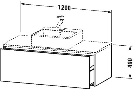 XS490204343 Тумбочка для подвесной консоли XSquare #XS4902 1200 x 548 мм Базальт матовый, декор Duravit - Вид №1
