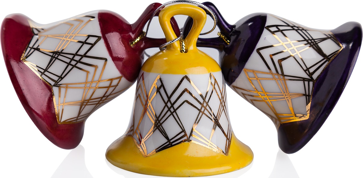 10617389 Мануфактуры Гарднеръ в Вербилках Набор из 3 колокольчиков "Сияние" Фарфор, Керамика 