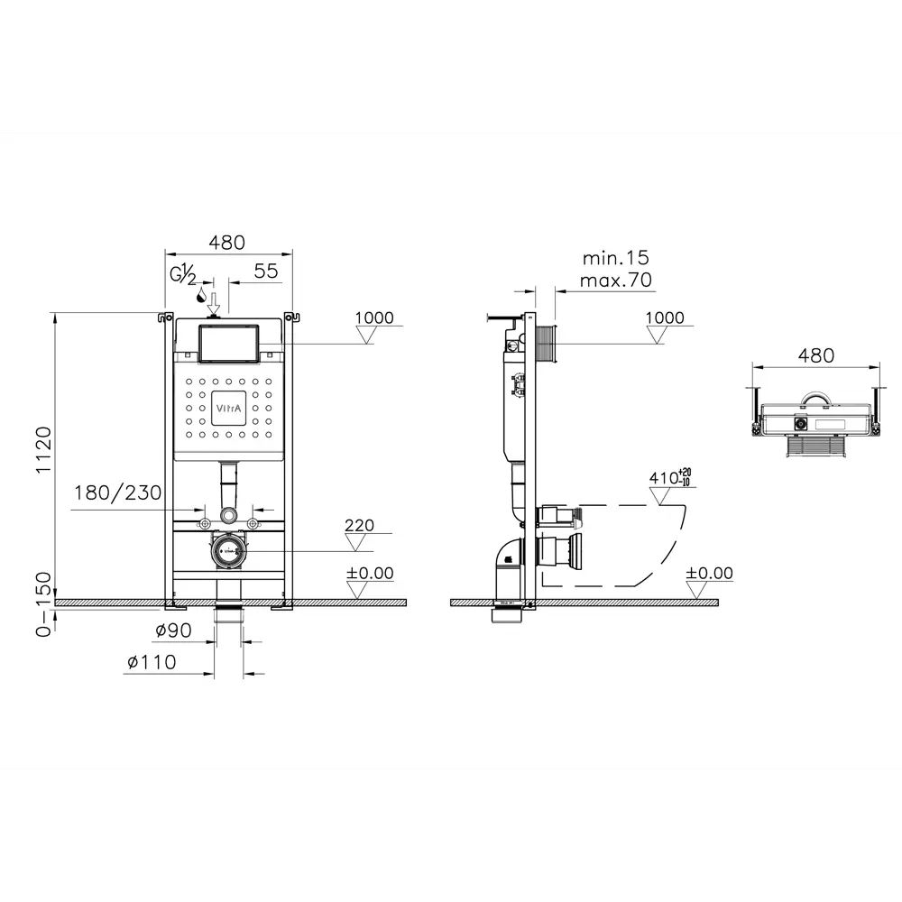 Vitra Mainz — подвесной унитаз с инсталляцией, белый 89413648 STLM-1566806 - Вид №2