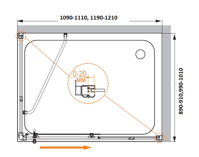 Душевой уголок CEZARES RETRO-A-AH-1-120/90-SCORREVOLE-CP-Br - Вид №1