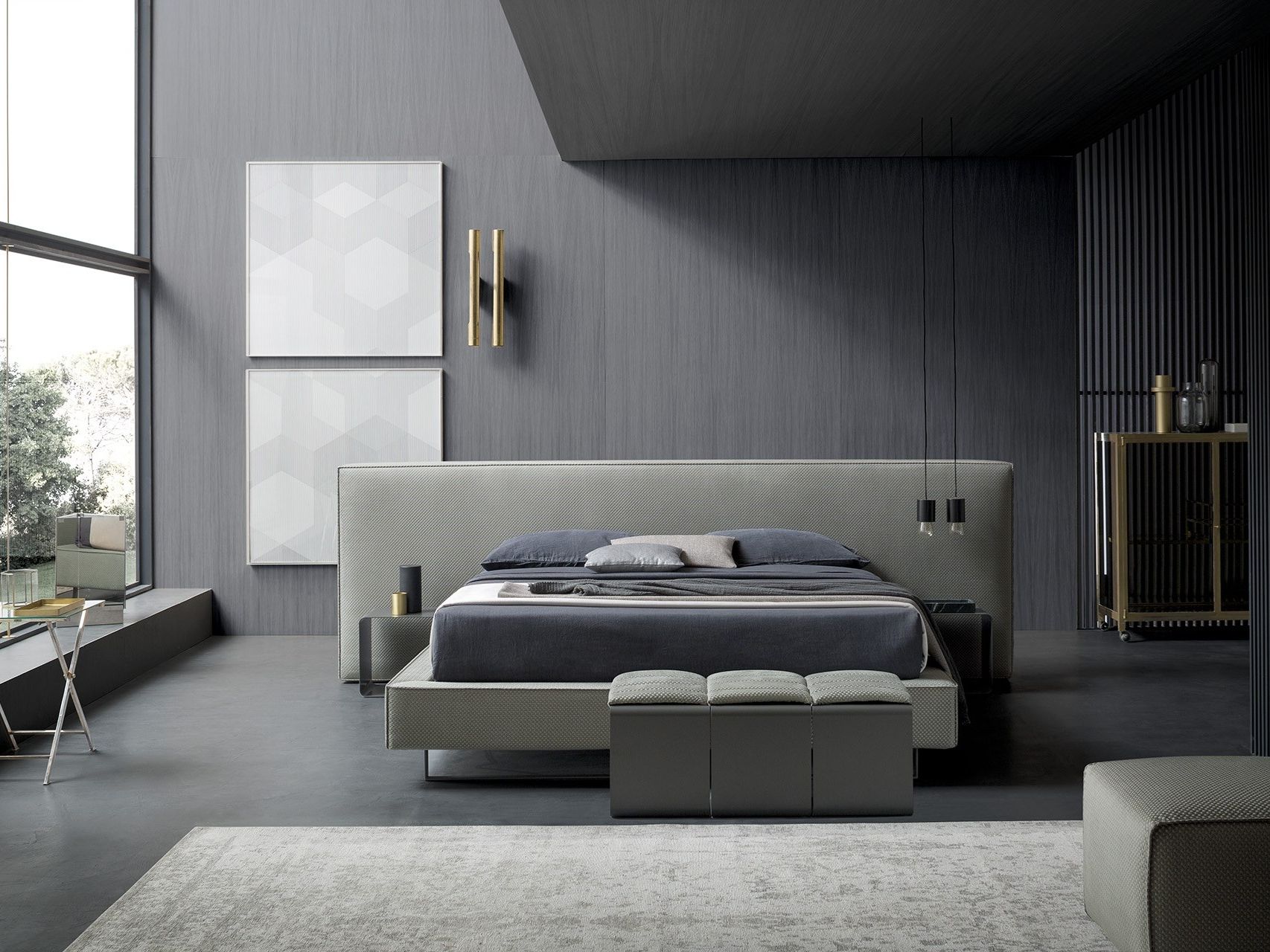 Двуспальная кровать для хранения ткани с мягким изголовьем Felis Bedstories ARCH-00081168 - Вид №1