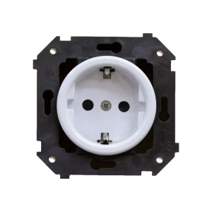 Розетка встраиваемая Electraline Ретро с заземлением с защитной крышкой цвет белый