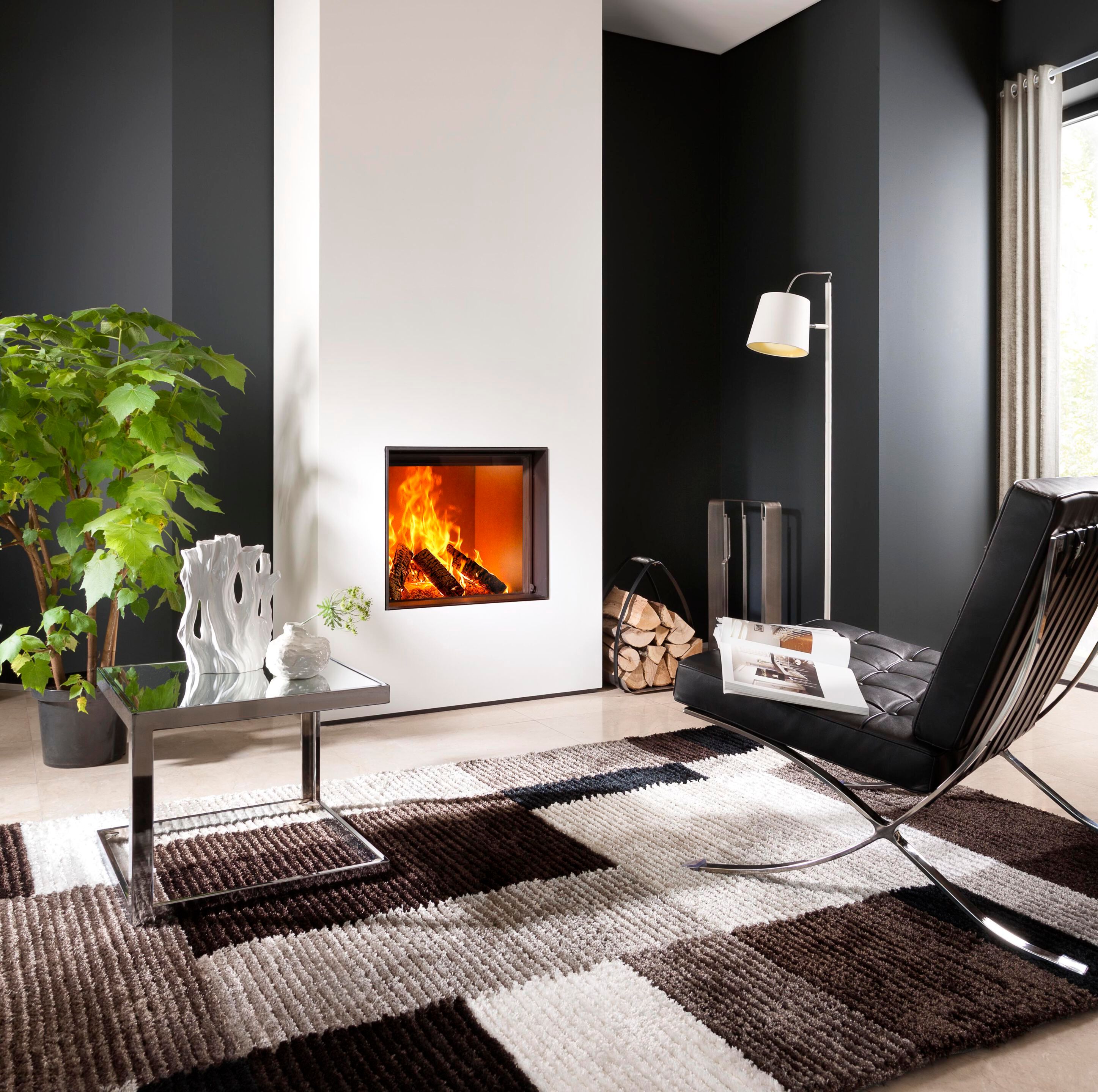 Встроенный дровяной камин на стене KALFIRE W60/51F ARCH-00132328 - Вид №1