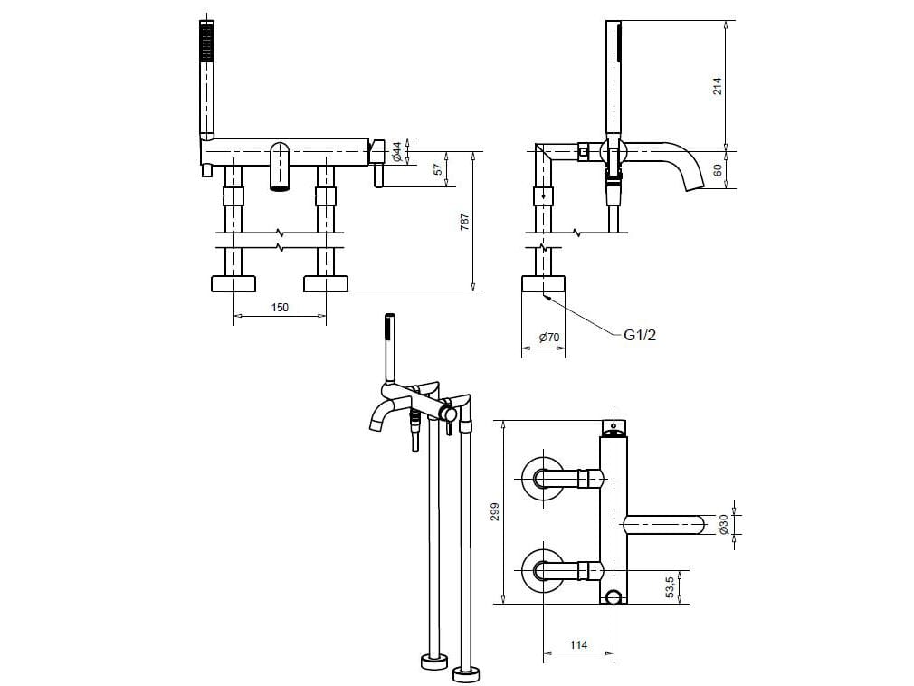 Смеситель для ванны из хромированной латуни Bugnatese Orion ARCH-00027781 - Вид №2
