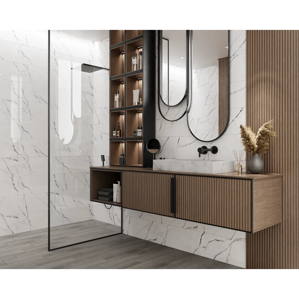 Плитка настенная Gracia Ceramica Tudor 01 25x60 см 1.2 м² глянцевая цвет белый/темно-серый мрамор STLM-2070922 - Вид №3