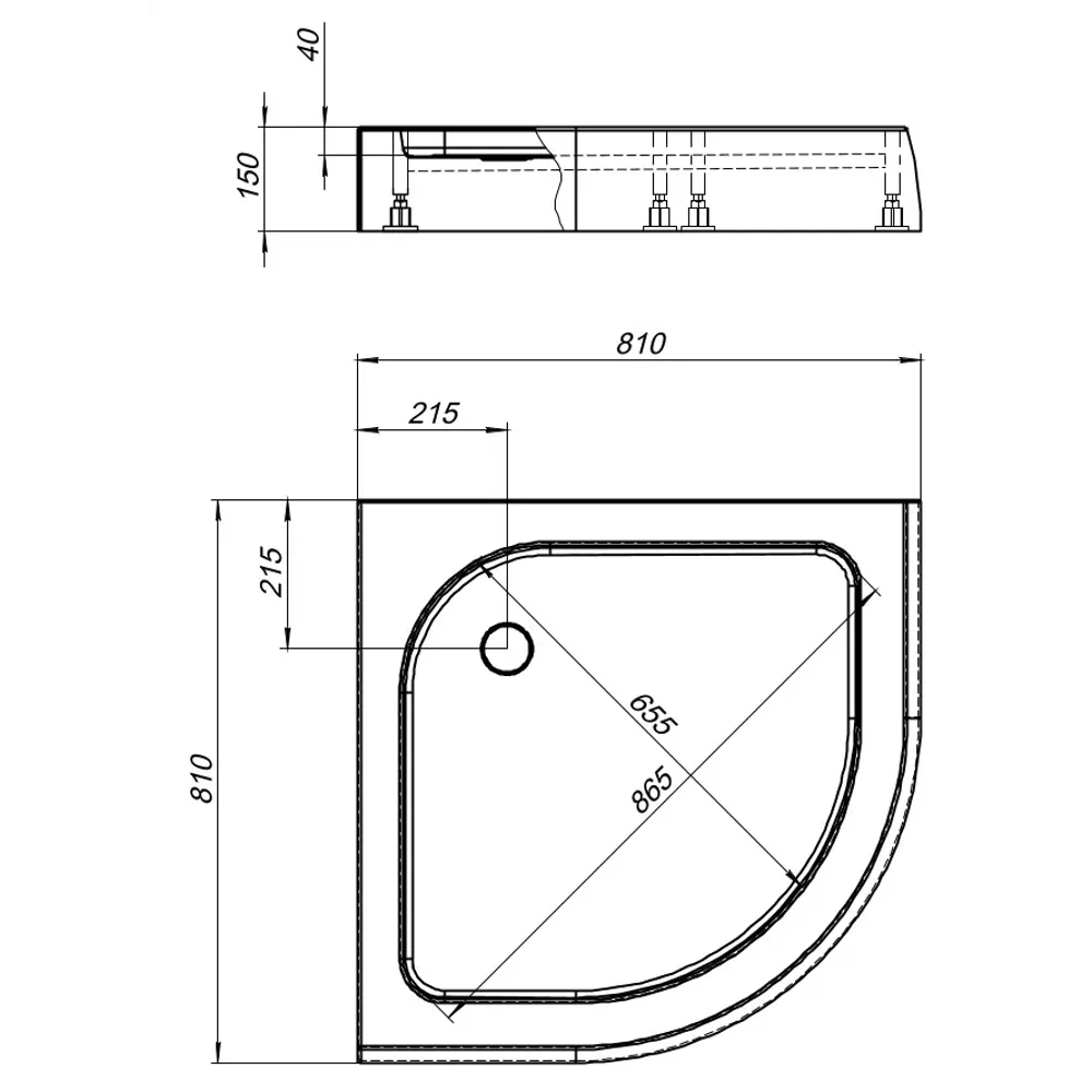 Душевой поддон акриловый 80x80 см 1/4 круга Santreyd 253607 STLM-2142274 - Вид №7