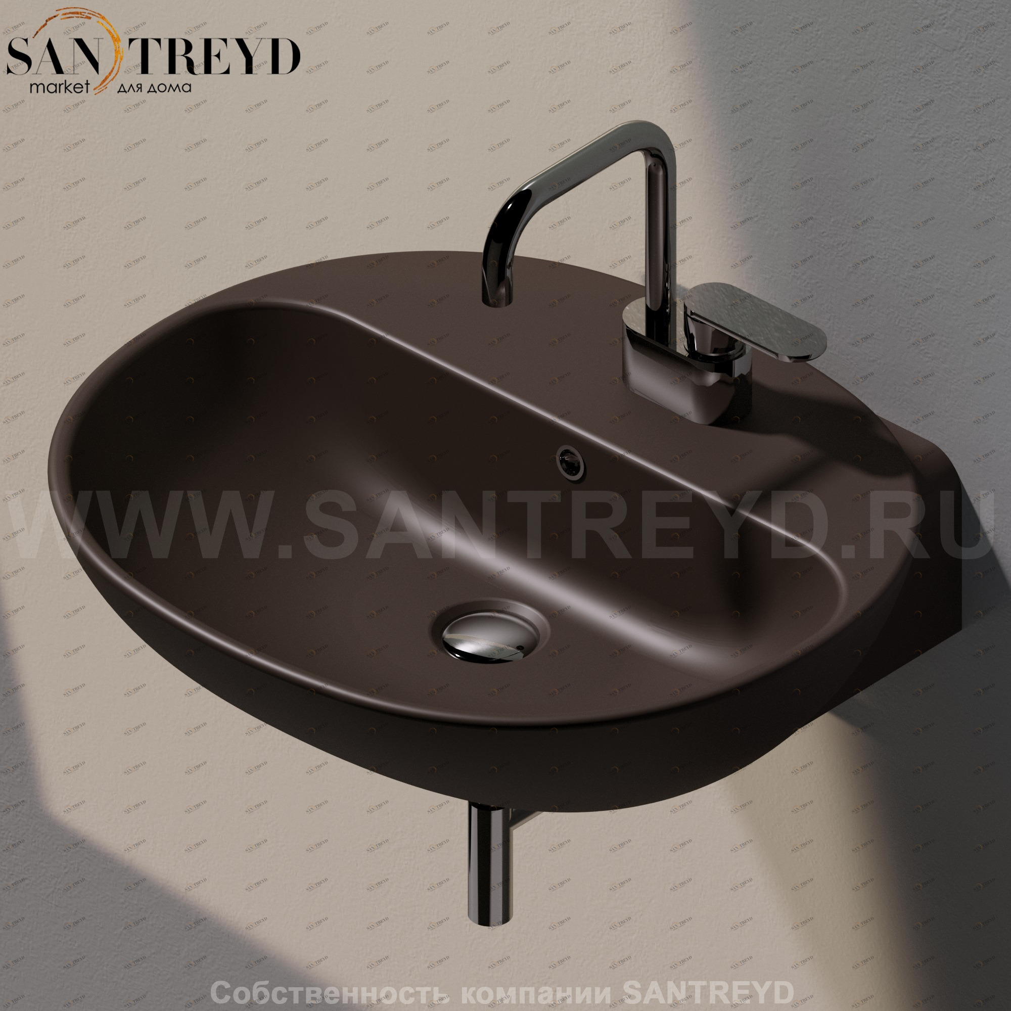 ND5083.7006 Подвесная раковина настенная овальная Ceramica Flaminia Nuda черная