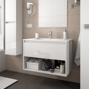 81301 SALGAR Мебель для умывальника NOJA 600 1 ящик 1 место WHITE GLOSS LACQUERED + Раковина Глянцевый белый
