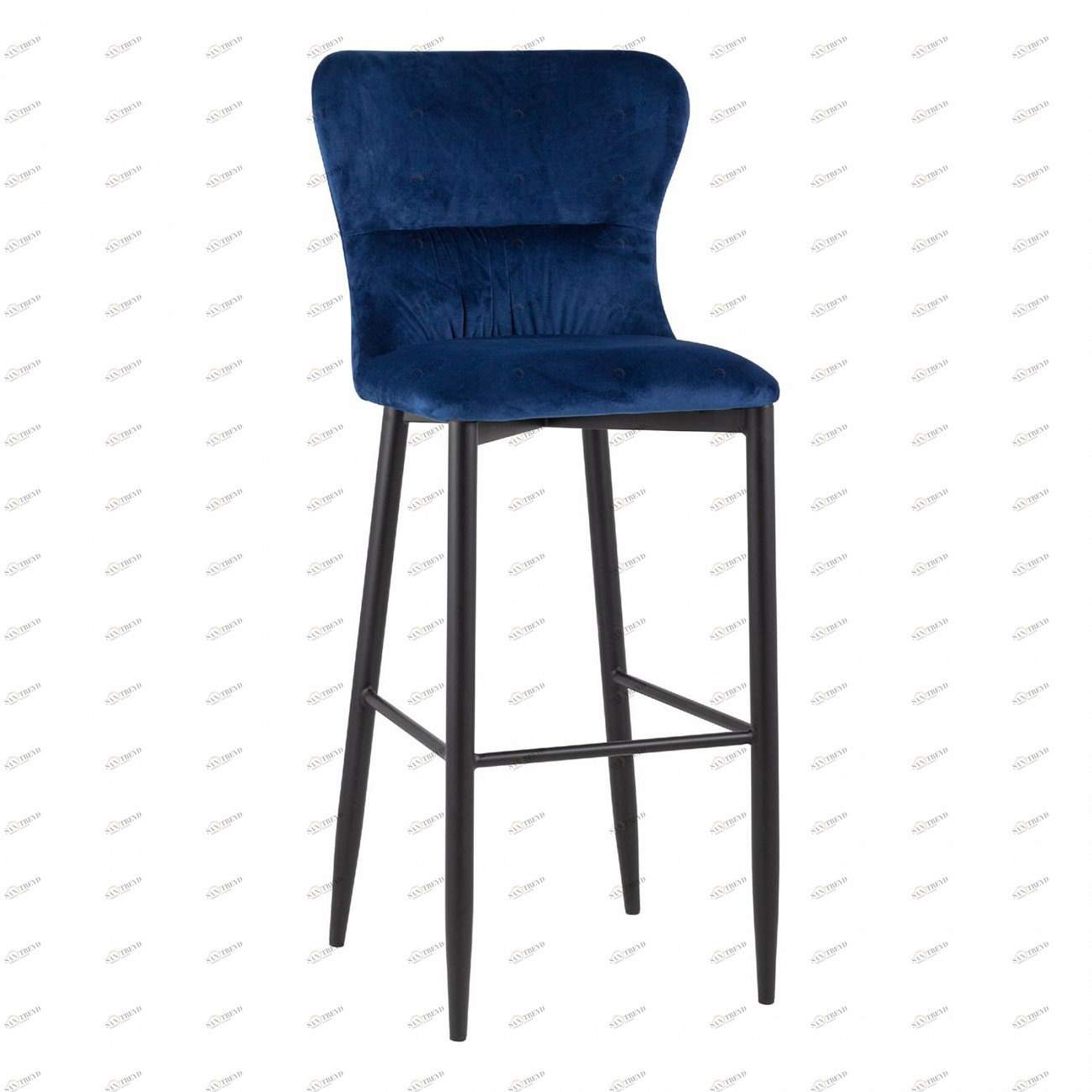 Полубарный стул с мягкой спинкой темно-синий с черными металлическими ножками "Лилиан" STOOL GROUP  00-3881786 Синий 