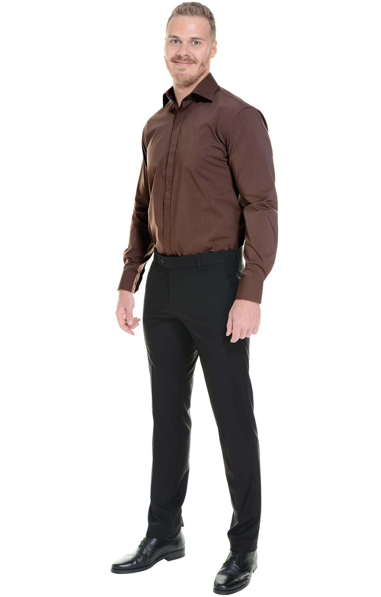 62451 Рубашка мужская  chocolate El-Risto  Корпоративная одежда  размер 40/176-182  - Вид №4