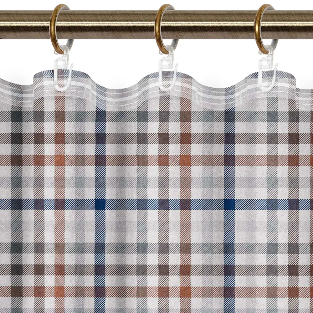 Штора на ленте для кухни Тартан 145x180 см клетка цвет серый LINEN WAY STLM-2115375 - Вид №2