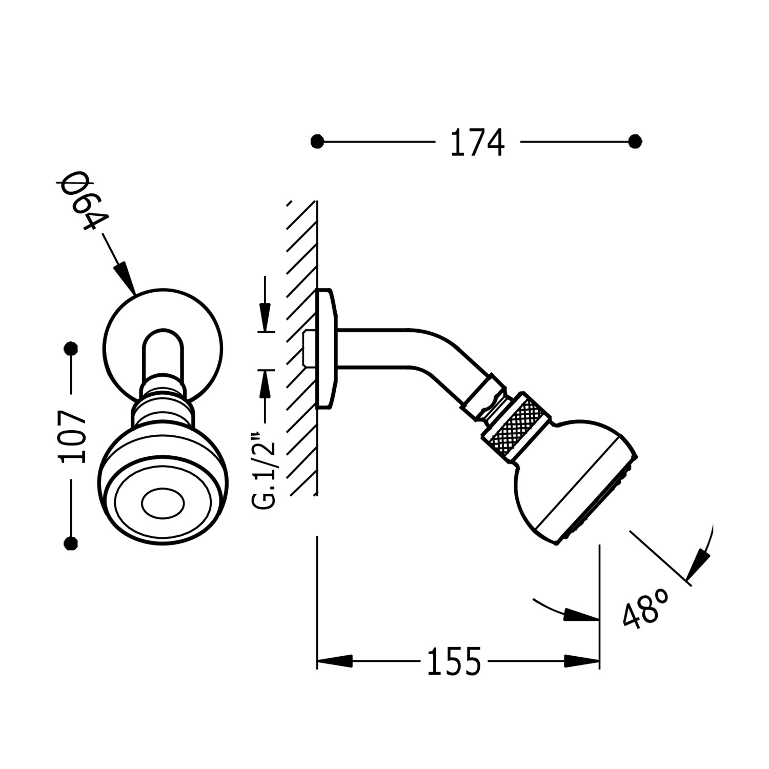 Настенный кронштейн с регулируемой насадкой для душа-134808 TRES Showers - Вид №1