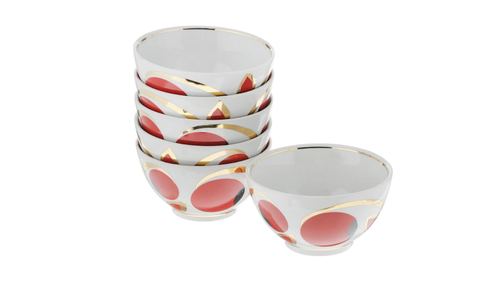 10618590 Промыслы Вербилок Набор чайный 6/7 с пиалами "Яблоки" Фарфор  - Вид №3