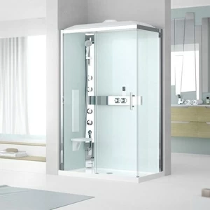 Novellini. Душевая кабина 100x80 A100x80 HYDROMASSAGE с низким душевым поддоном, крышей и парогенератором GLAX 3